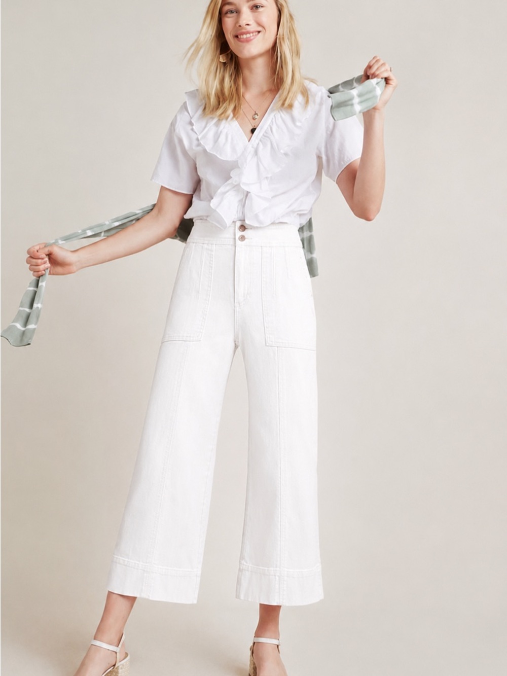 Pilcro Ultra High-Rise Wide-Leg Cropped Jeans